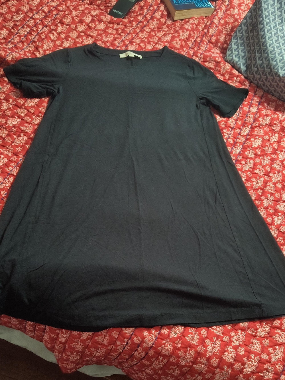 LOFT Super Soft Black Short-Sleeve A-Line Dress